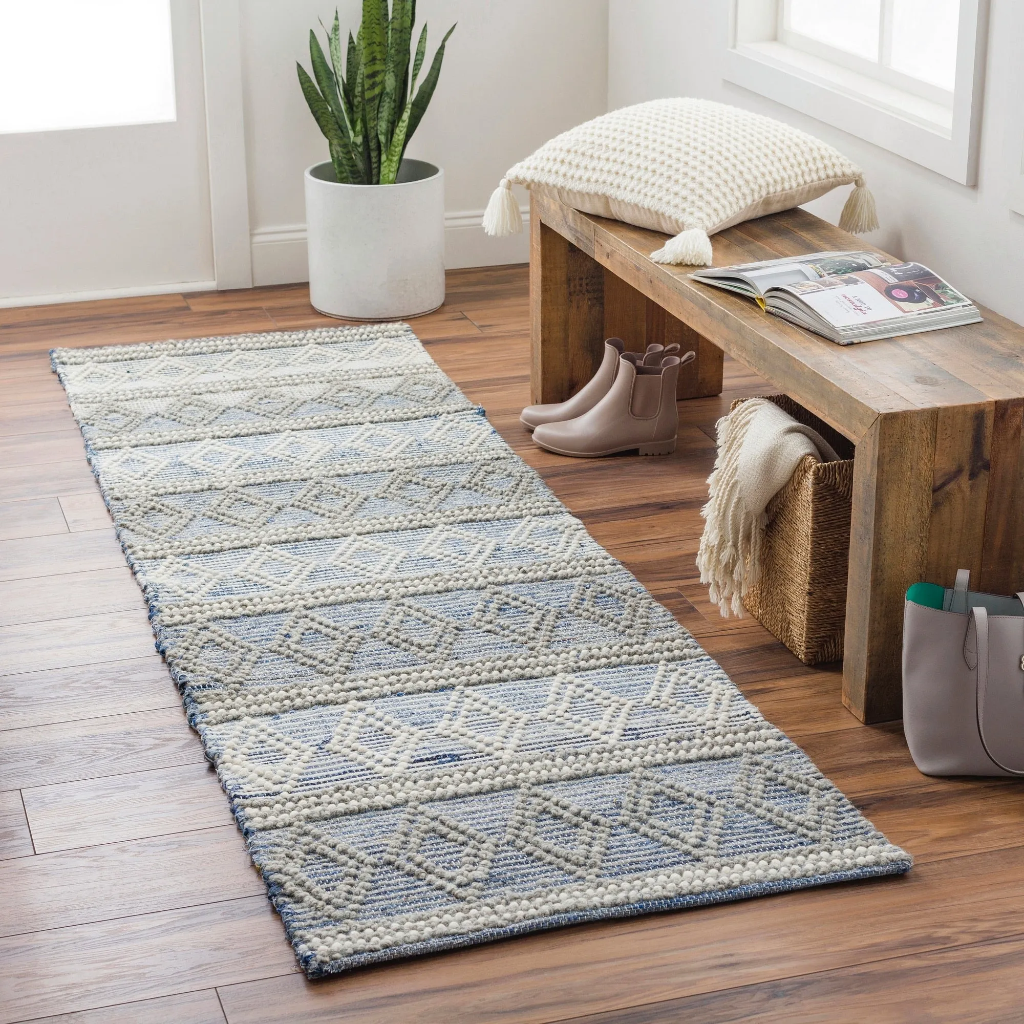 Oriana Handmade Farmhouse Cotton & Wool Area Rug