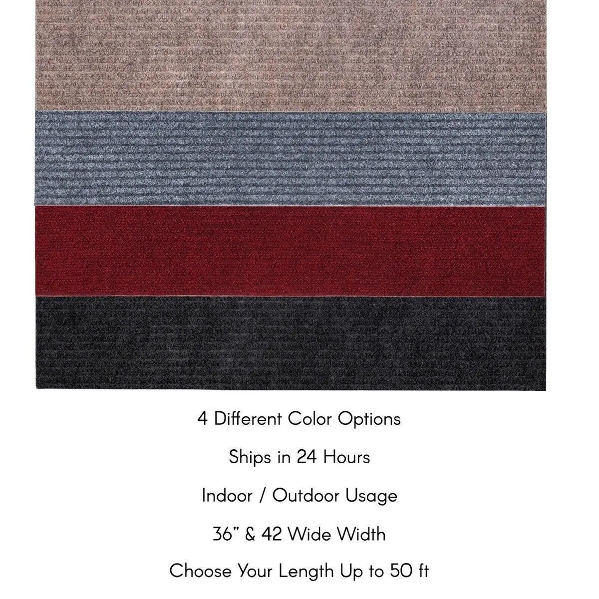 Outdoor/Indoor Custom Size Carpet Runner Rug 42'' wide x your choice of length with Non-Slip PVC Backing