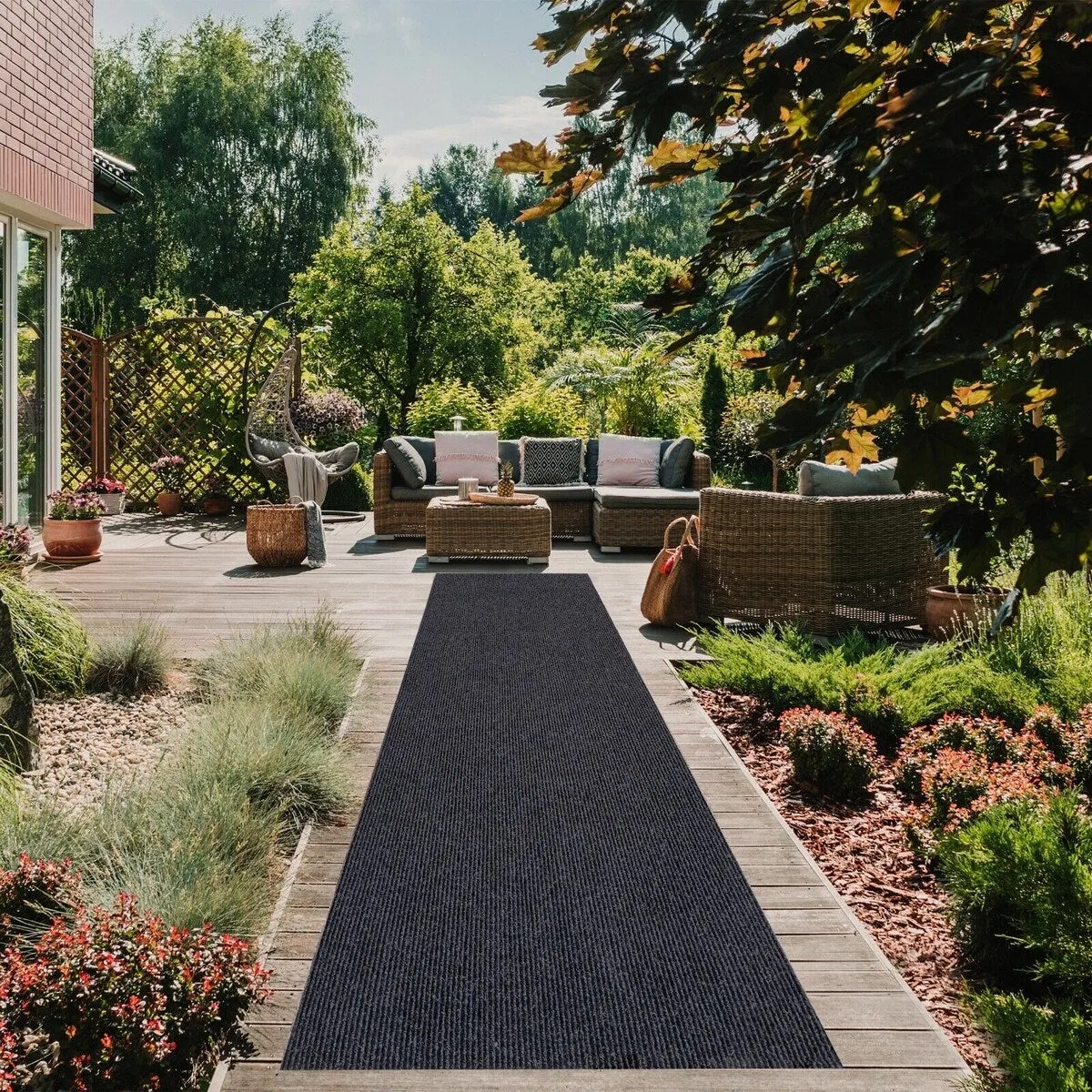 Outdoor/Indoor Custom Size Carpet Runner Rug 42'' wide x your choice of length with Non-Slip PVC Backing