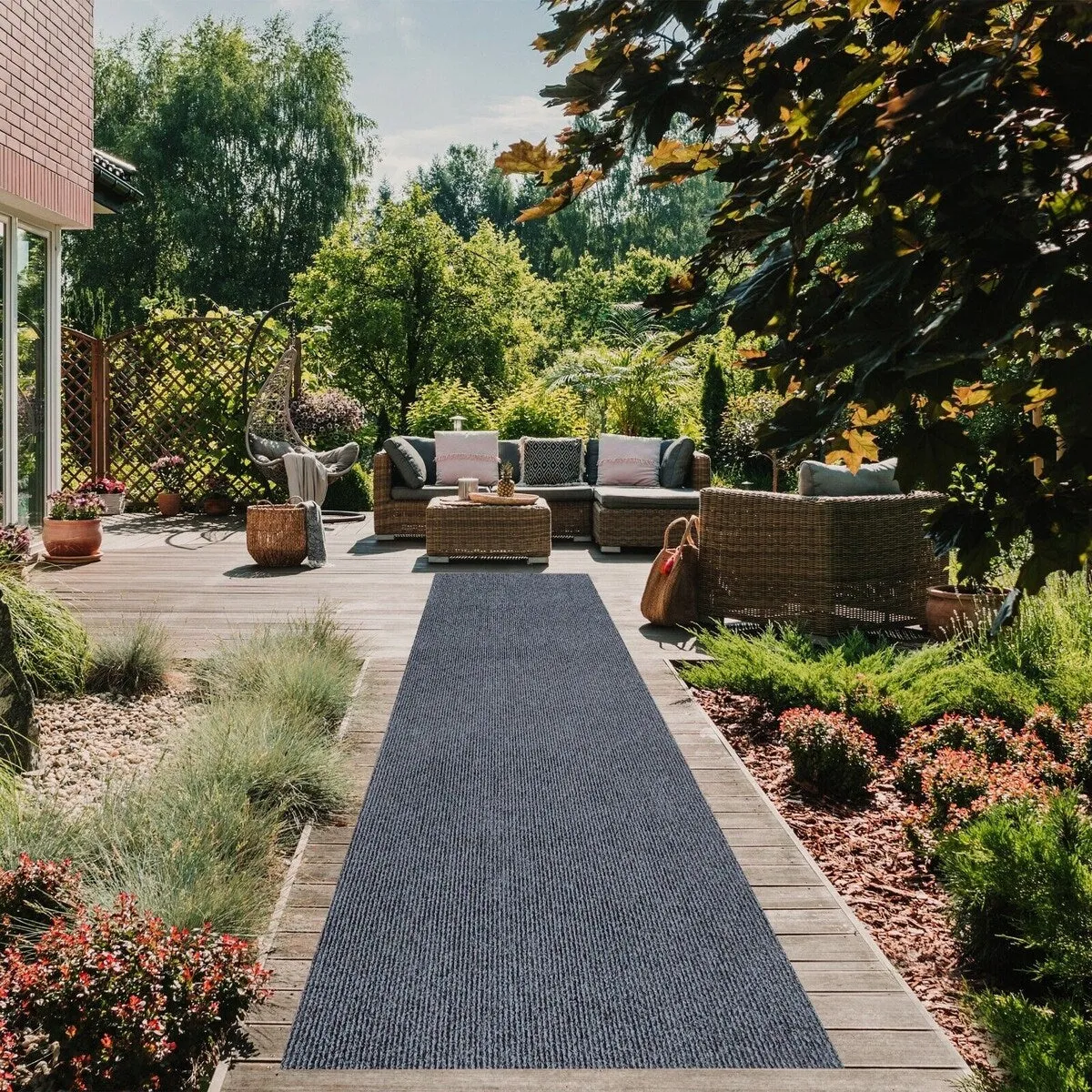 Outdoor/Indoor Custom Size Carpet Runner Rug 42'' wide x your choice of length with Non-Slip PVC Backing