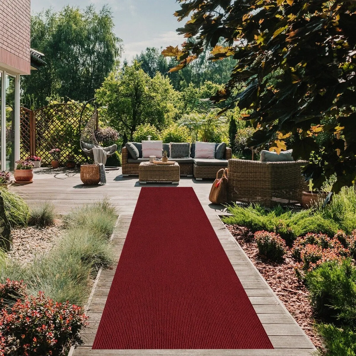 Outdoor/Indoor Custom Size Carpet Runner Rug 42'' wide x your choice of length with Non-Slip PVC Backing