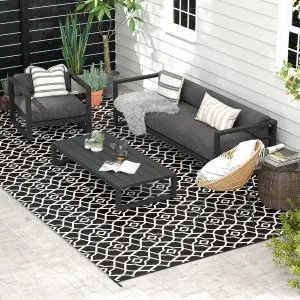 Outsunny Reversible Outdoor Rug. 9' x 18' Waterproof Plastic Straw Floor Mat. Portable RV Camping Carpet