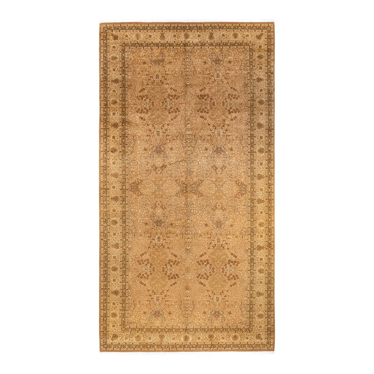 Overton Hand Knotted Wool Vintage Inspired Traditional Mogul Yellow Area Rug - 12 x 15 