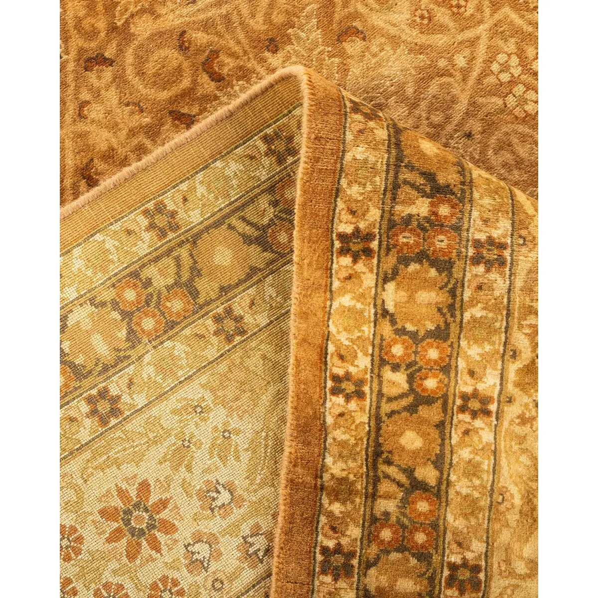 Overton Hand Knotted Wool Vintage Inspired Traditional Mogul Yellow Area Rug - 12 x 15 