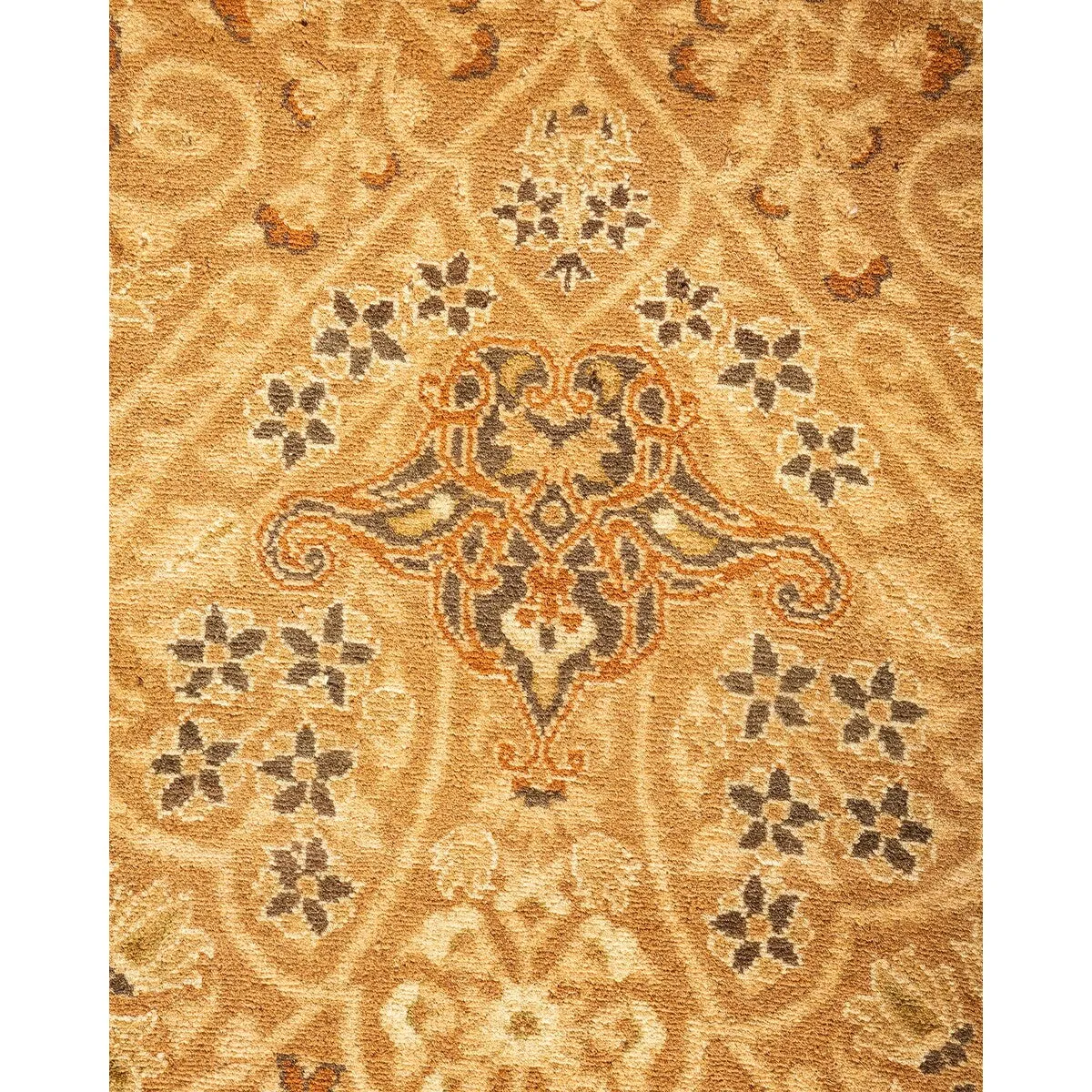Overton Hand Knotted Wool Vintage Inspired Traditional Mogul Yellow Area Rug - 12 x 15 
