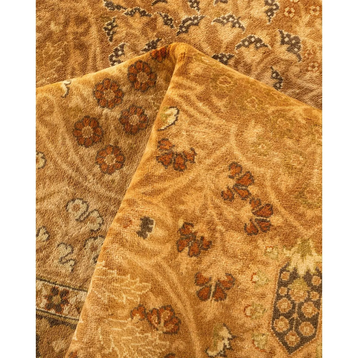 Overton Hand Knotted Wool Vintage Inspired Traditional Mogul Yellow Area Rug - 12 x 15 
