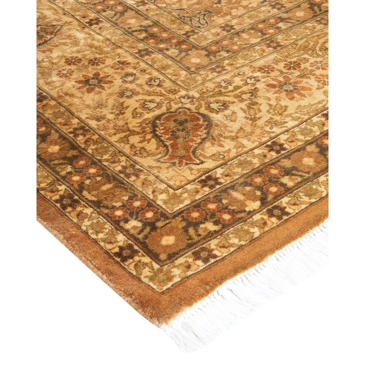 Overton Hand Knotted Wool Vintage Inspired Traditional Mogul Yellow Area Rug - 12 x 15 