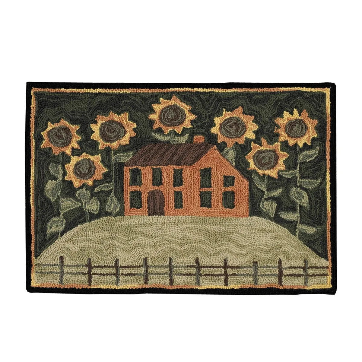 Park Designs House and Sunflowers Hooked Rug - 2'x3'