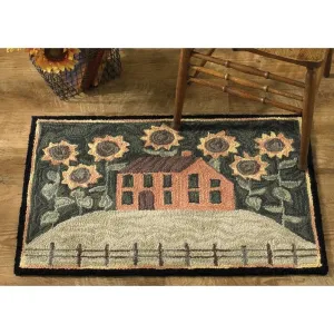 Park Designs House and Sunflowers Hooked Rug - 2'x3'