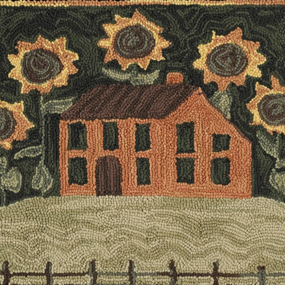 Park Designs House and Sunflowers Hooked Rug - 2'x3'