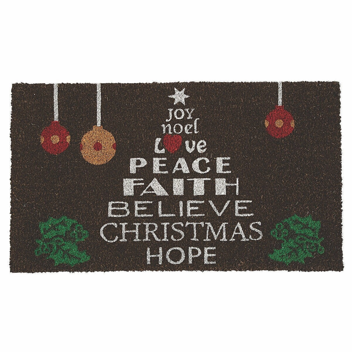 Peace Faith Believe Coir Mat. Christmas. Home Decor. Accent Rugs. 1 Piece