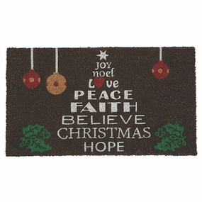 Peace Faith Believe Coir Mat. Christmas. Home Decor. Accent Rugs. 1 Piece