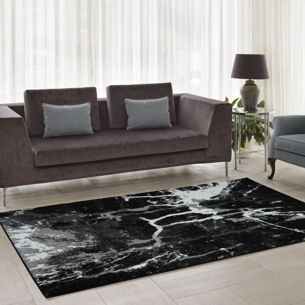 Porch & Den Westway Black/ White/ Grey Soft Abstract Area Rug