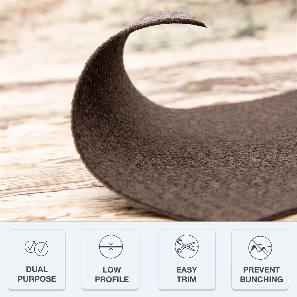 Premium Low Profile Non Slip Rug Pad by Slip-Stop - Black