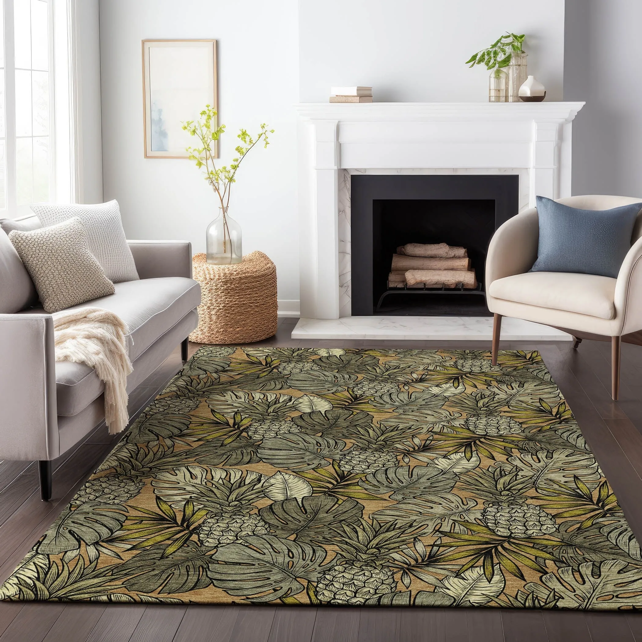 Premium Washable Super Soft Tropical Palm Leave Mayfield Rug