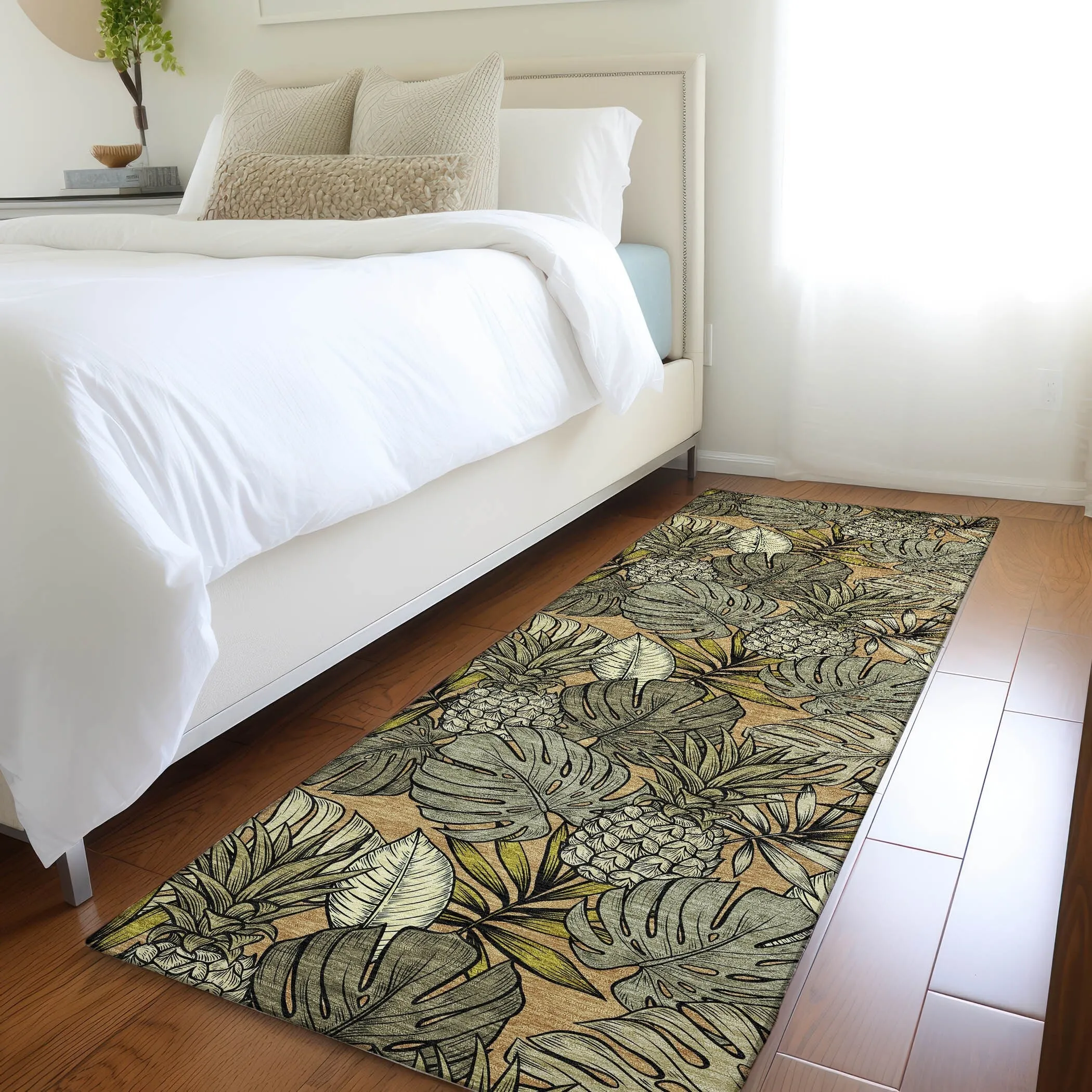 Premium Washable Super Soft Tropical Palm Leave Mayfield Rug