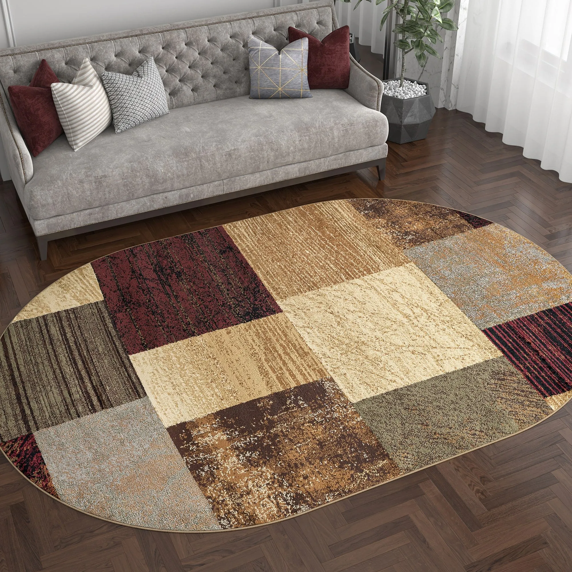 Rhythm Transitional Geometric Indoor Area Rug