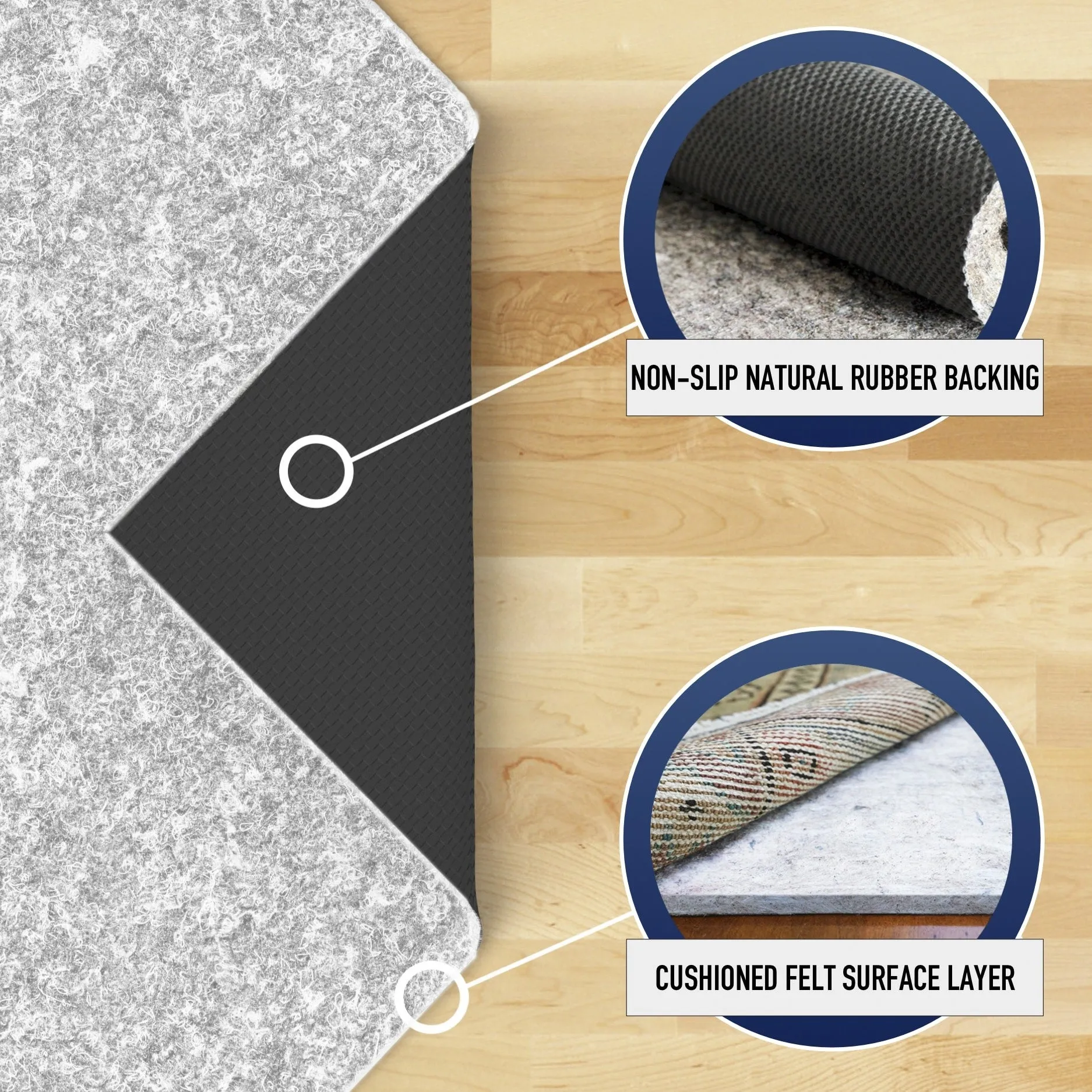 RugPadUSA Felt/ Rubber 0.25-inch Rug Pad - Gray