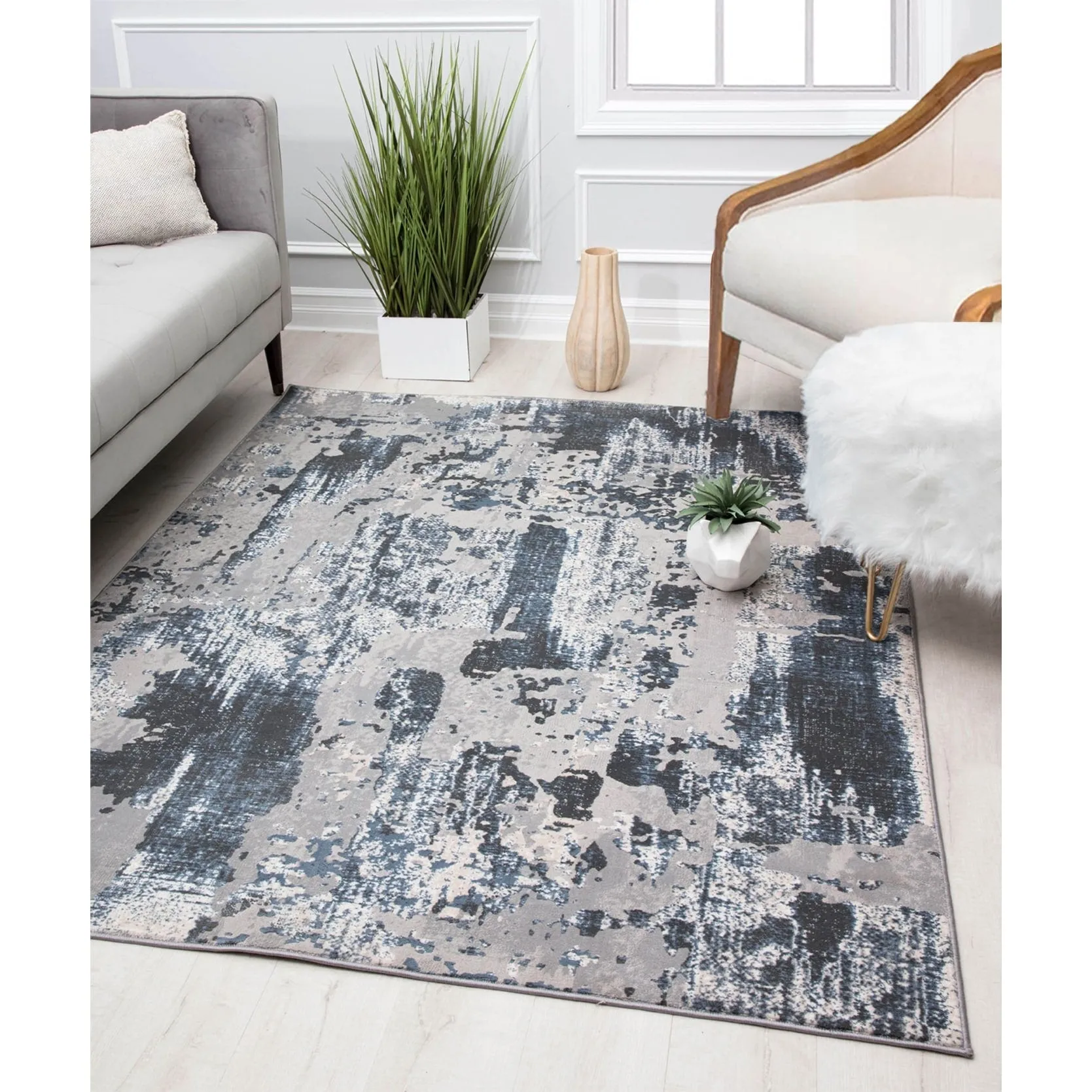Rugs America Auden Sapphire Modern Abstract Textured Area Rug
