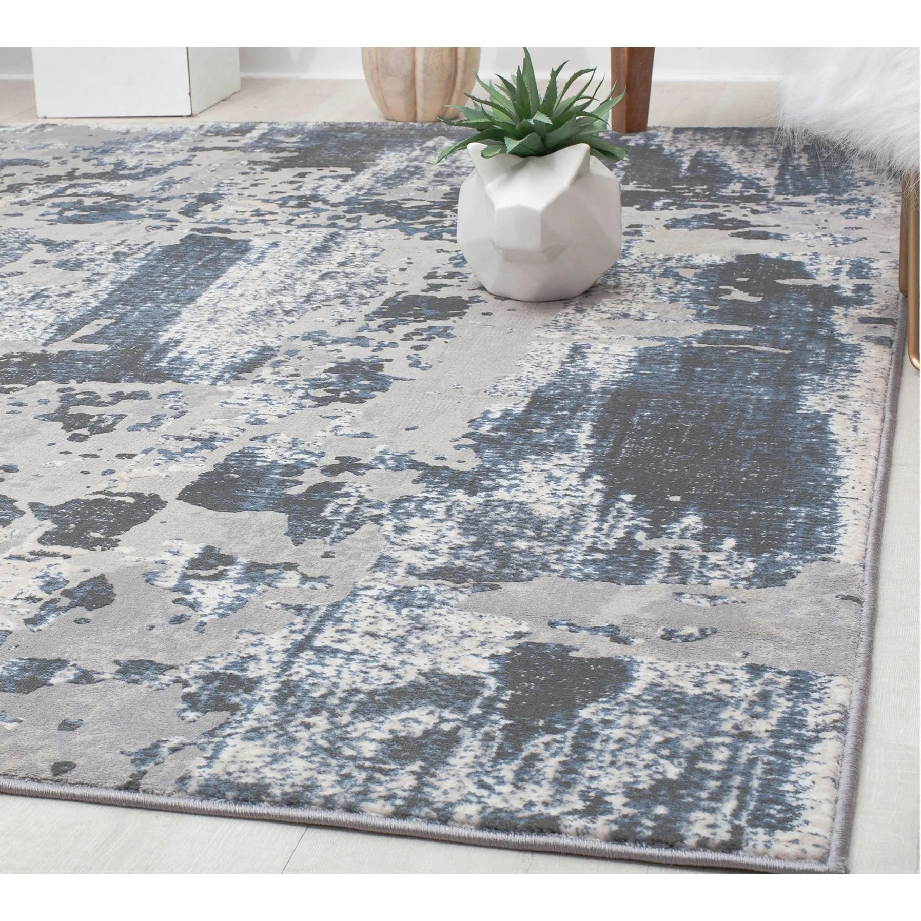 Rugs America Auden Sapphire Modern Abstract Textured Area Rug