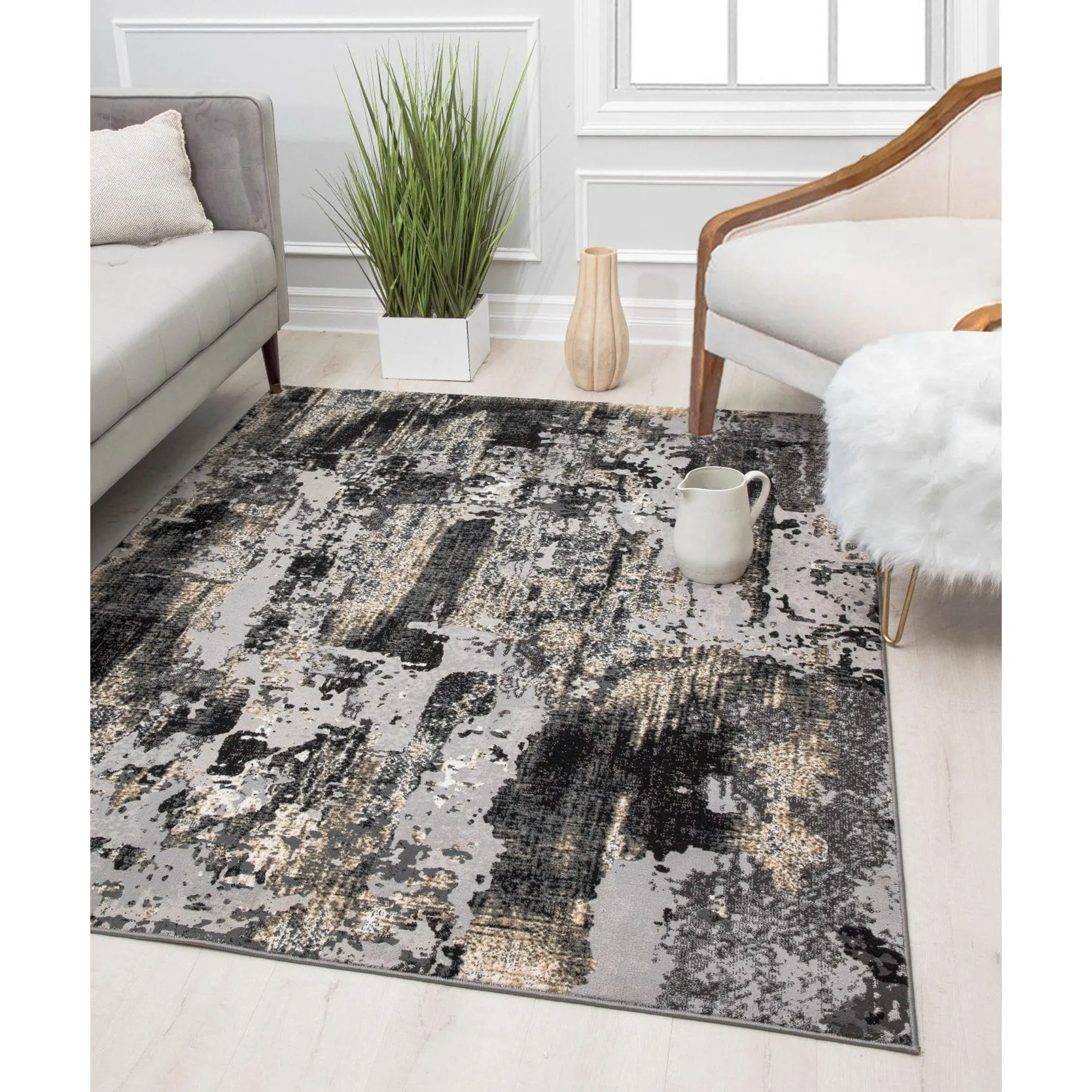Rugs America Auden Sapphire Modern Abstract Textured Area Rug