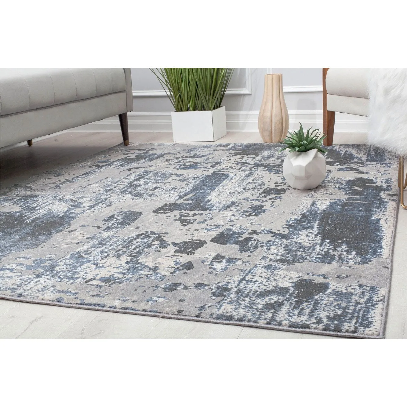 Rugs America Auden Sapphire Modern Abstract Textured Area Rug