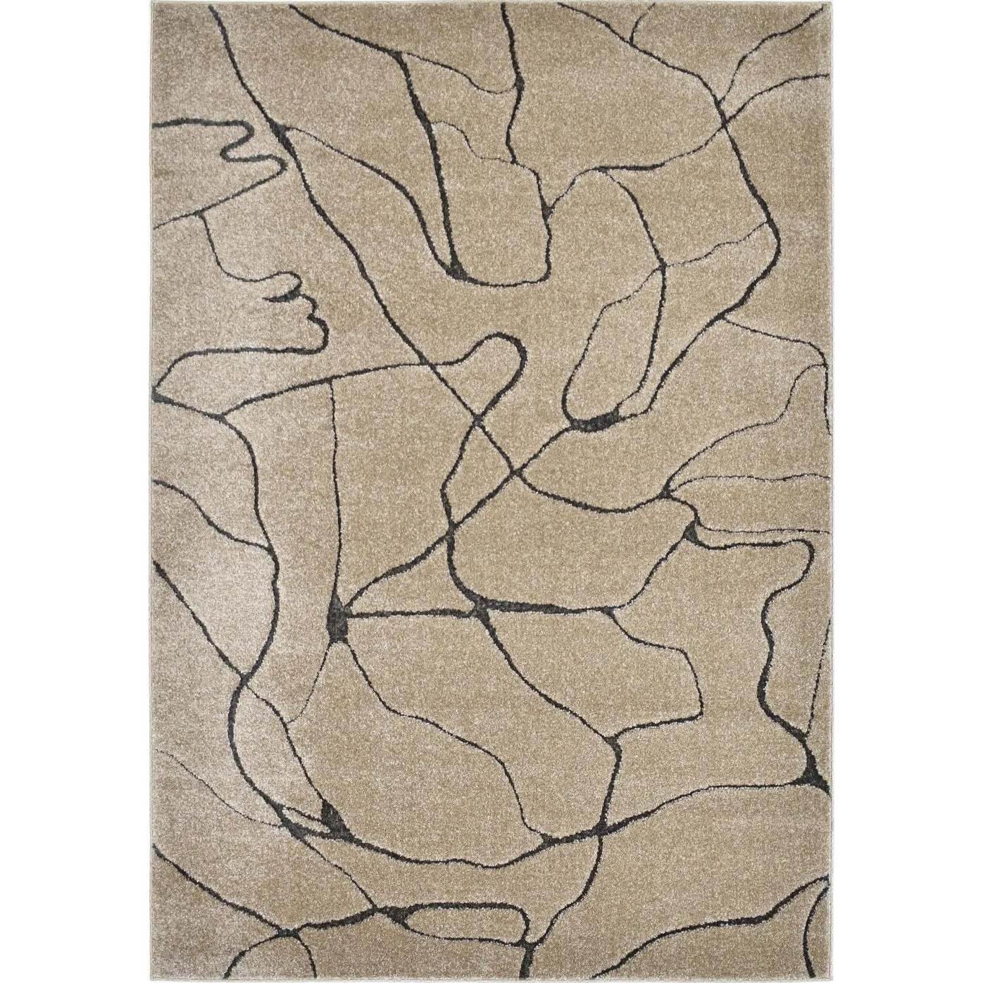 Rugs America Mid Century Modern Marble Cream Beige Large Fluffy Area Rug