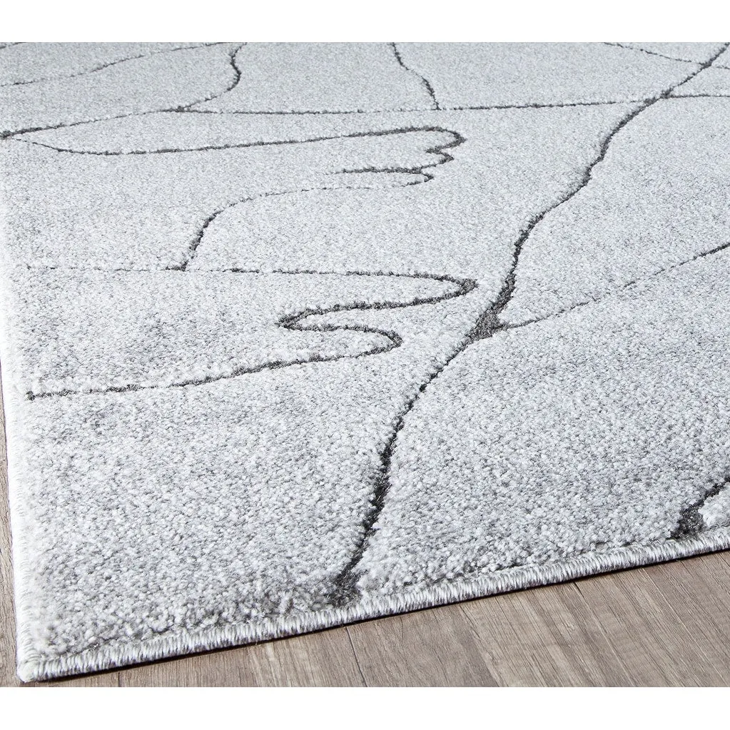 Rugs America Mid Century Modern Marble Cream Beige Large Fluffy Area Rug