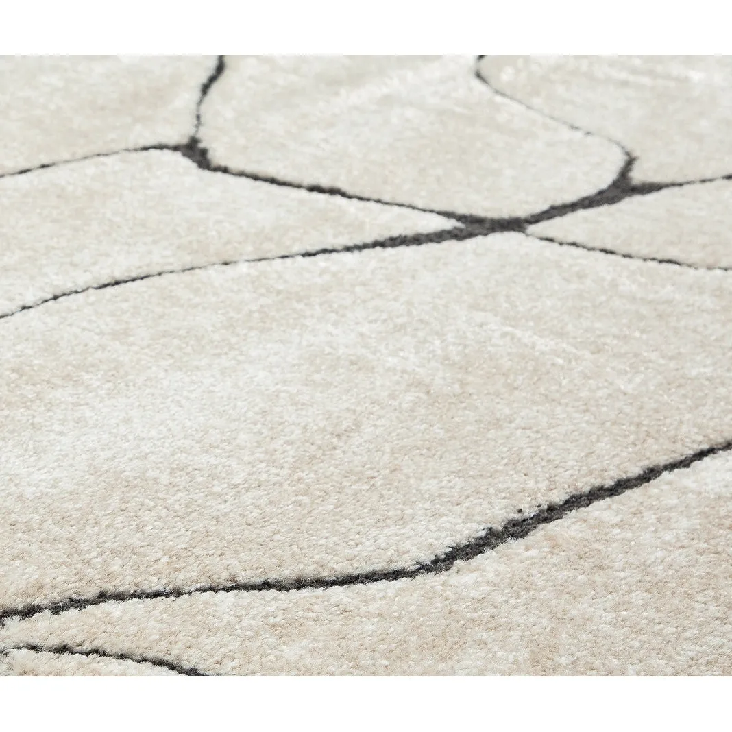 Rugs America Mid Century Modern Marble Cream Beige Large Fluffy Area Rug