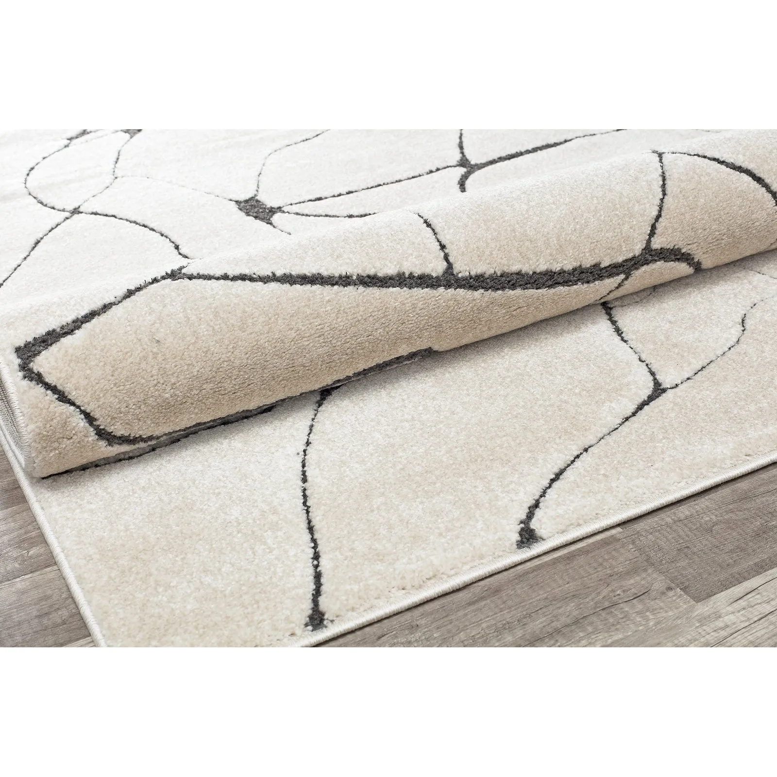 Rugs America Mid Century Modern Marble Cream Beige Large Fluffy Area Rug