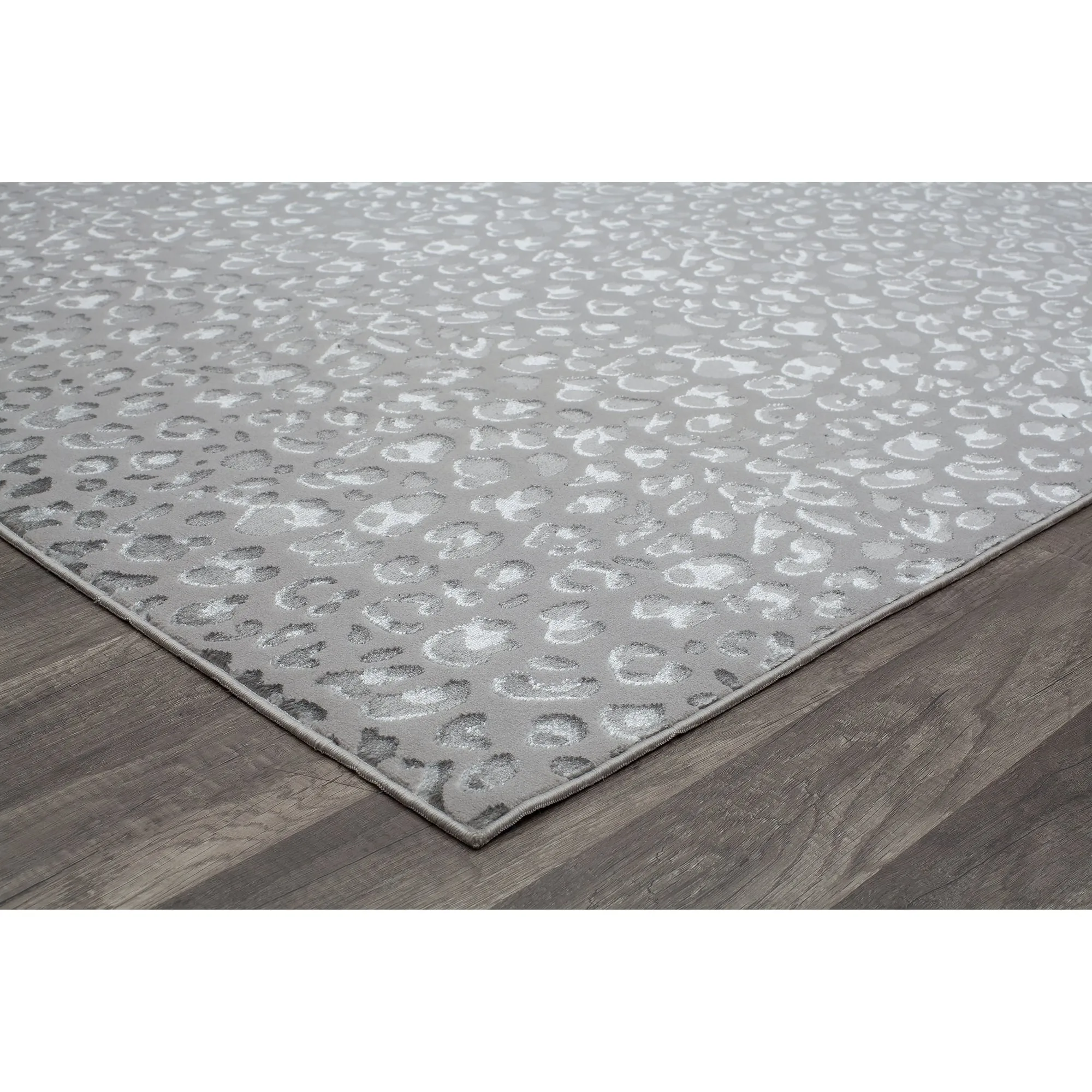 Rugs America Natura Gray Leopard Silver Shine Area Rug