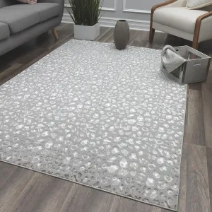 Rugs America Natura Gray Leopard Silver Shine Area Rug