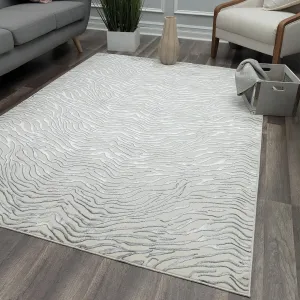 Rugs America Natura White Tiger Silver Shine Area Rug