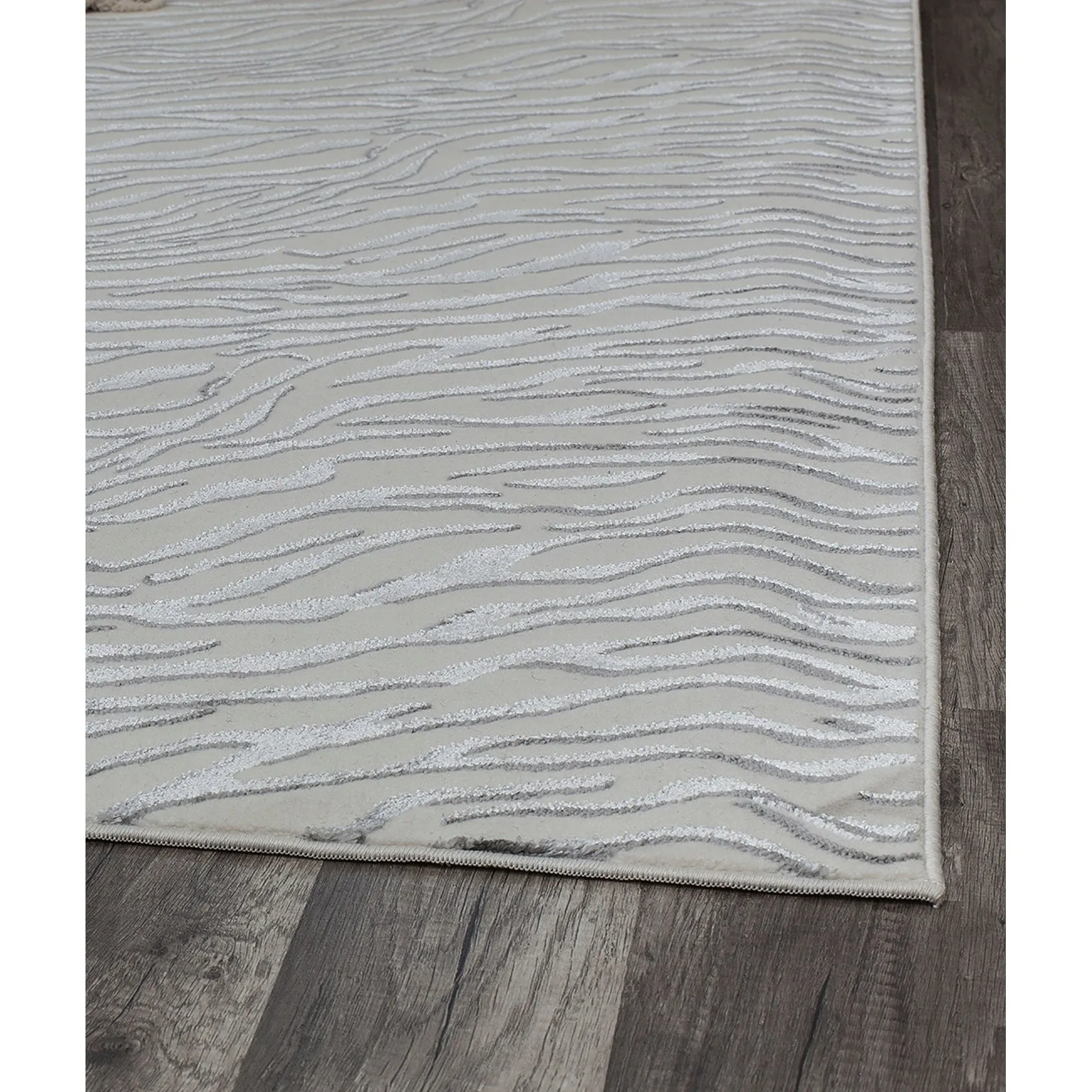 Rugs America Natura White Tiger Silver Shine Area Rug