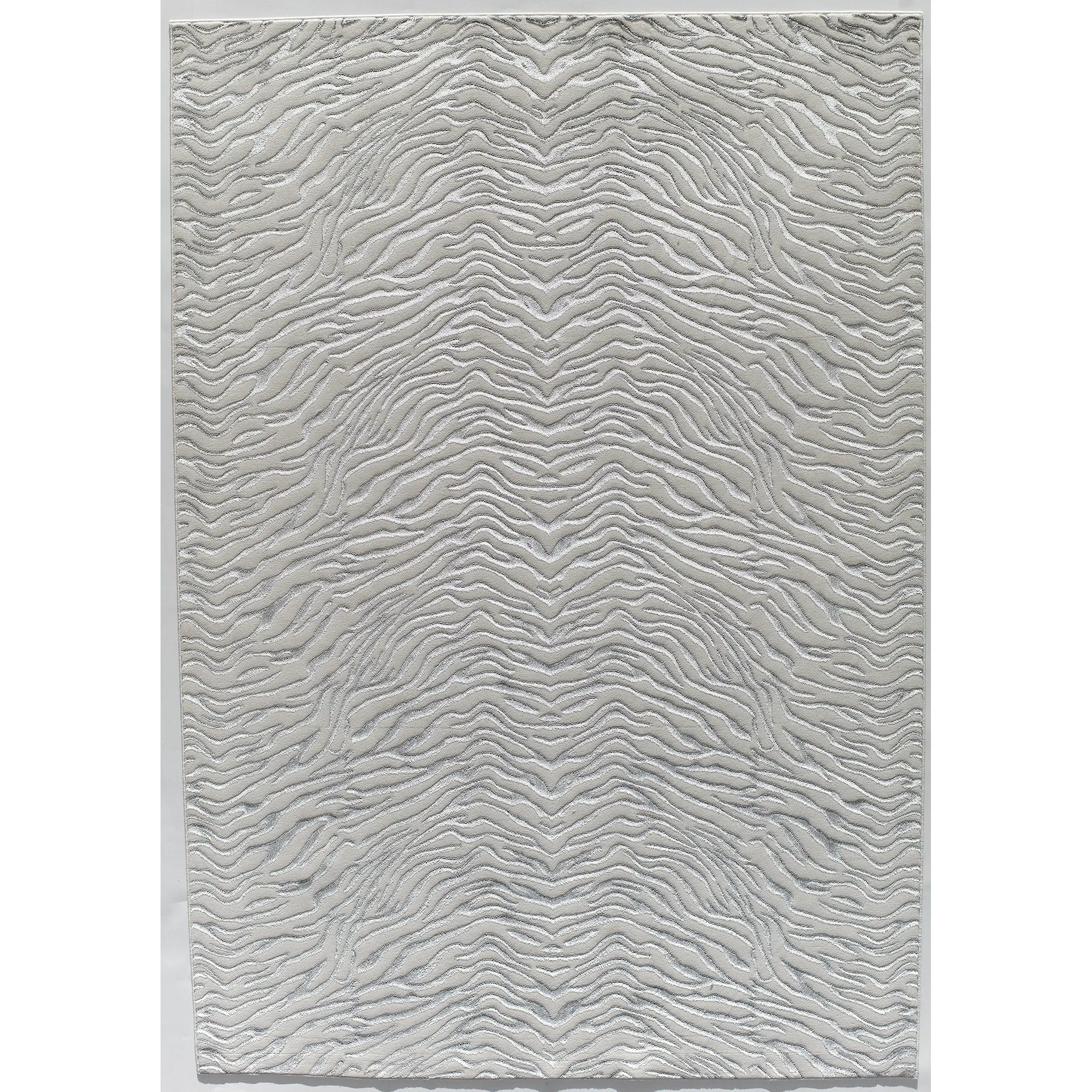 Rugs America Natura White Tiger Silver Shine Area Rug