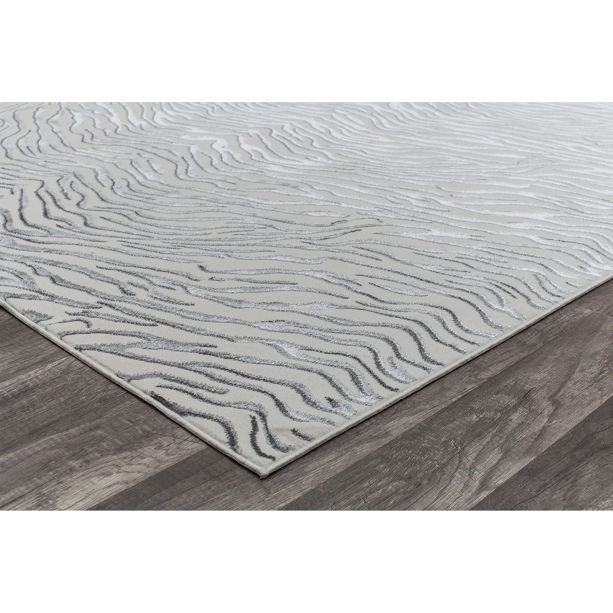 Rugs America Natura White Tiger Silver Shine Area Rug