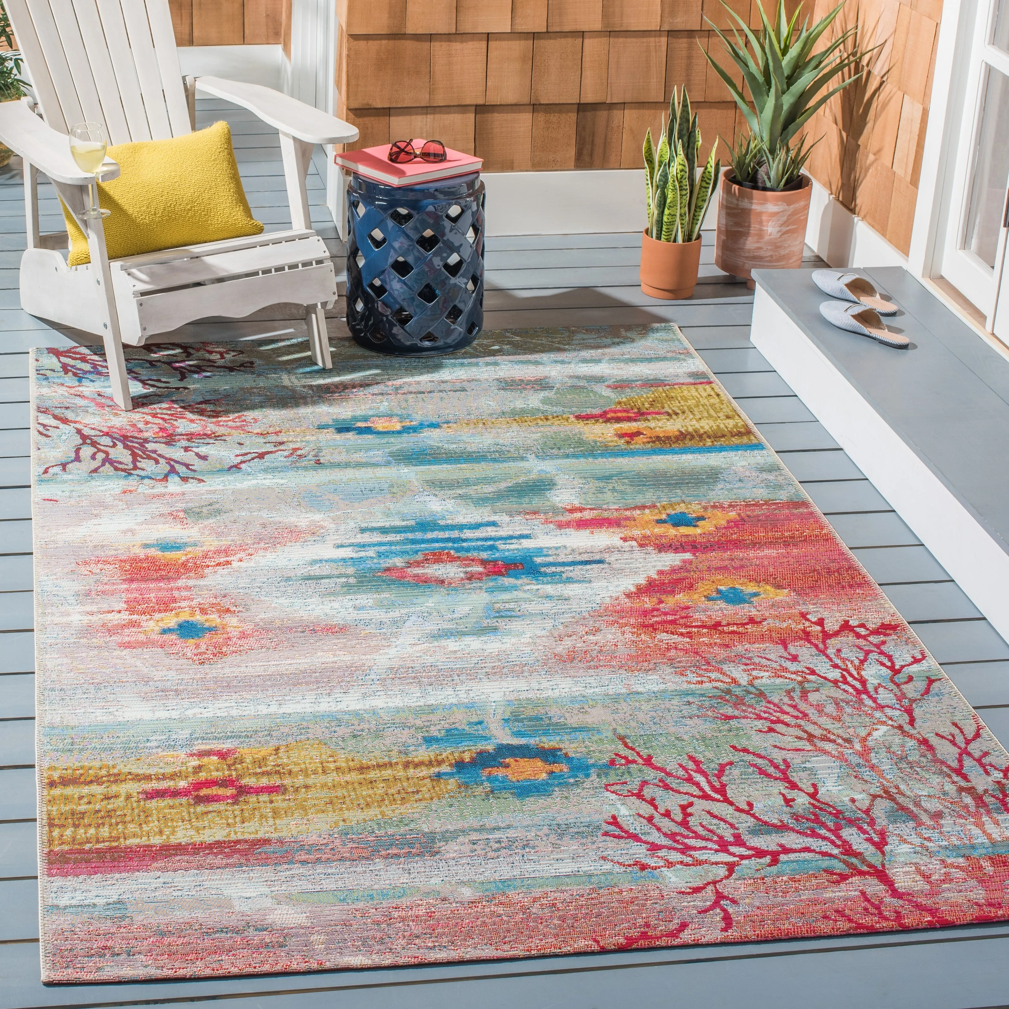 SAFAVIEH Barbados Profira Tropical Indoor/ Outdoor Waterproof Patio Backyard Rug