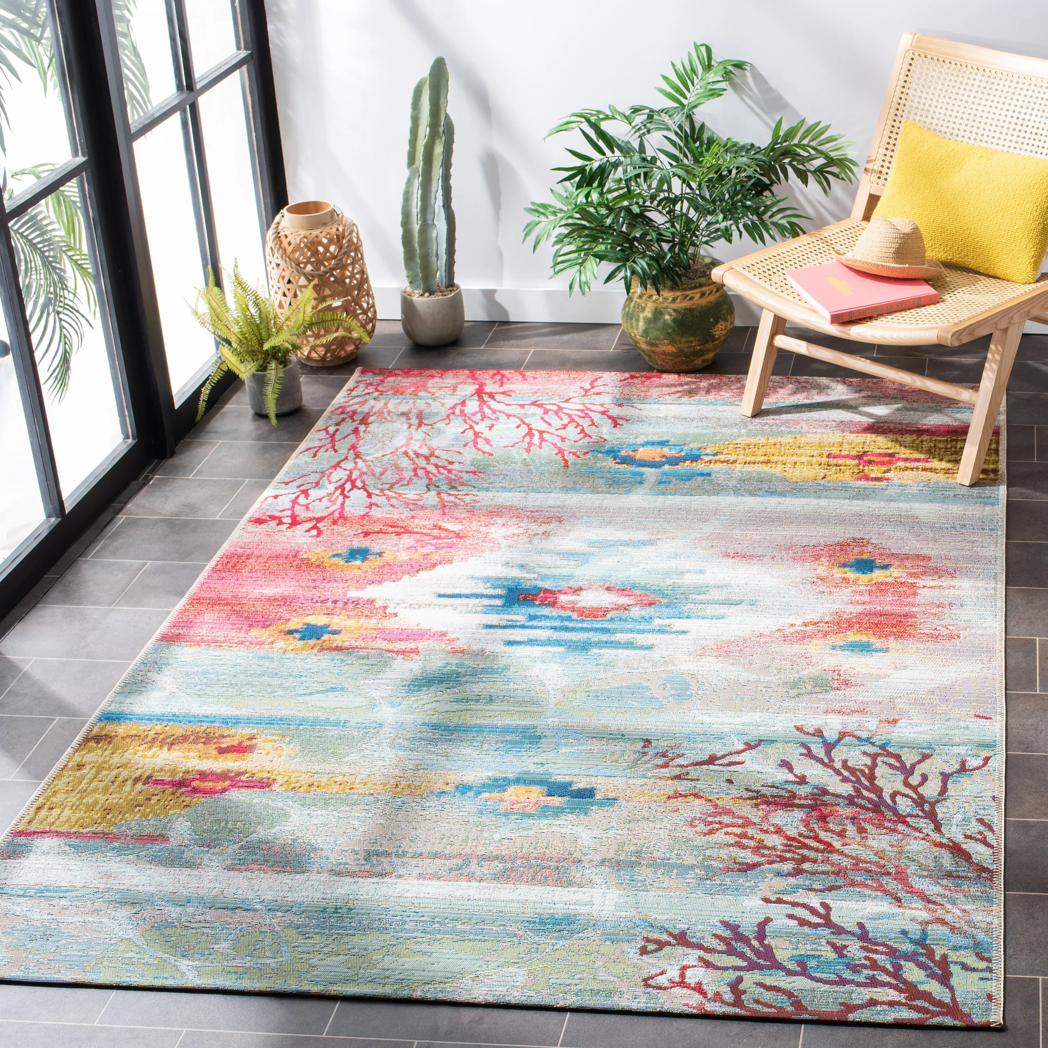 SAFAVIEH Barbados Profira Tropical Indoor/ Outdoor Waterproof Patio Backyard Rug