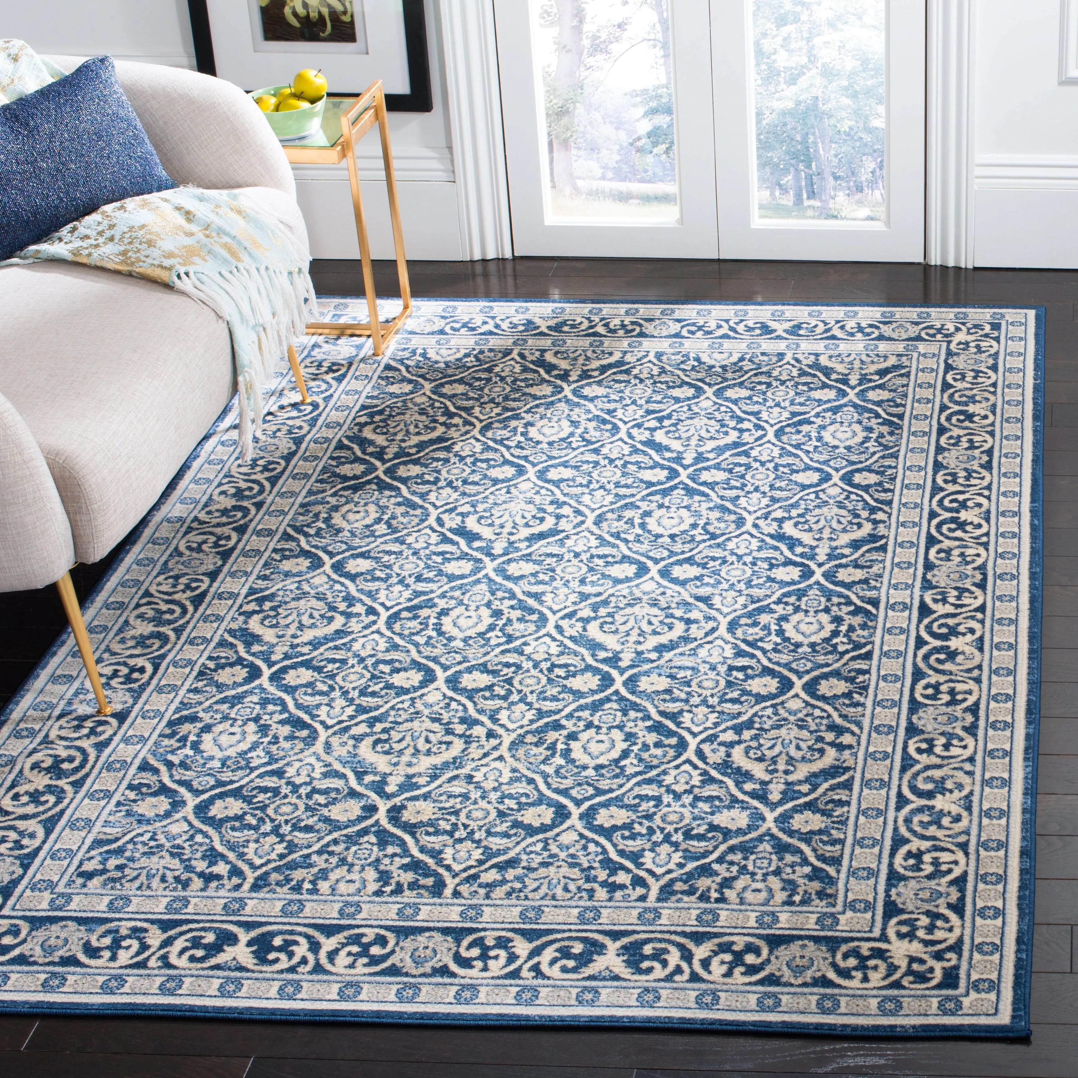 SAFAVIEH Brentwood Darcia Traditional Oriental Rug - Navy/Light Grey - 5' 3 x 7' 6
