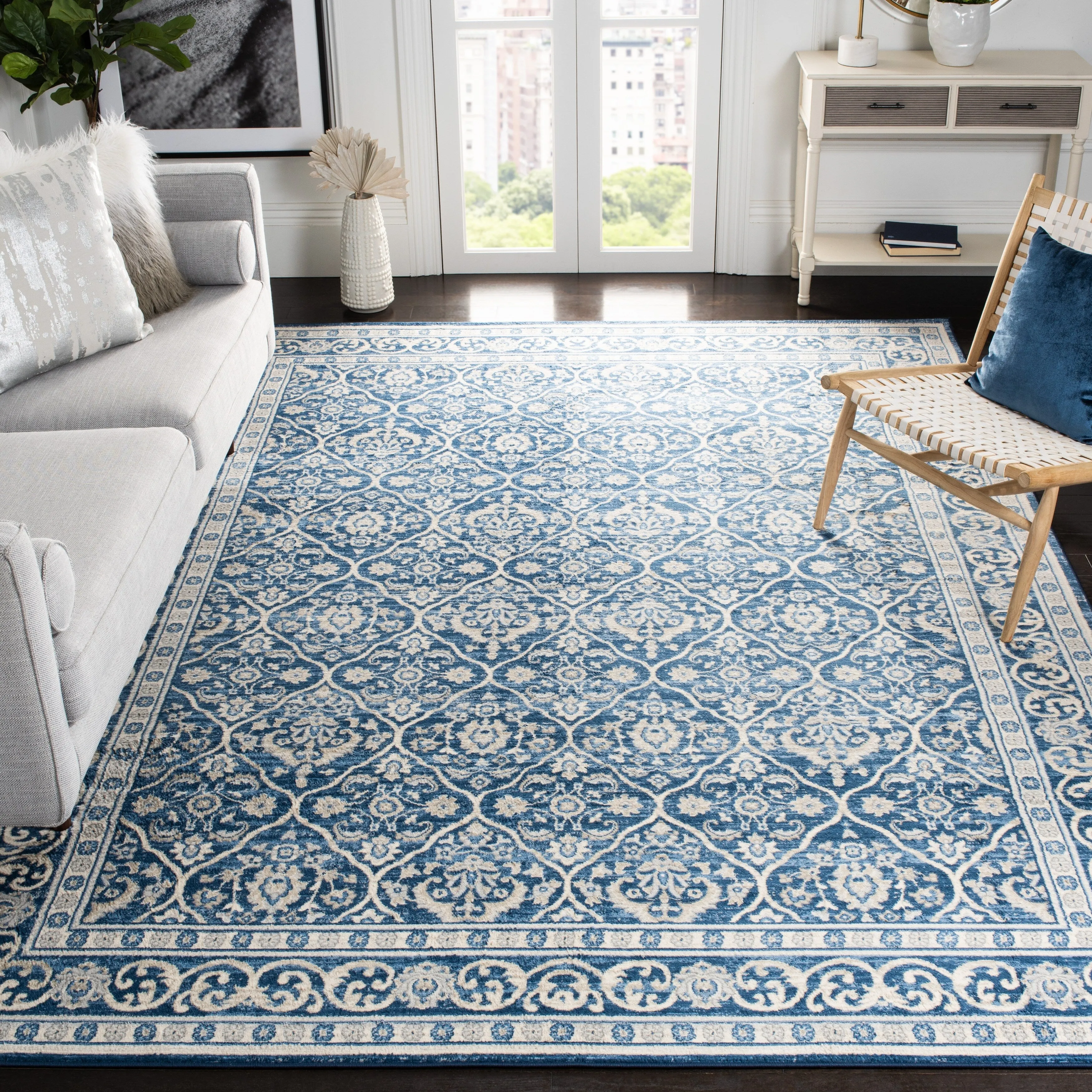SAFAVIEH Brentwood Darcia Traditional Oriental Rug - Navy/Light Grey - 5' 3 x 7' 6