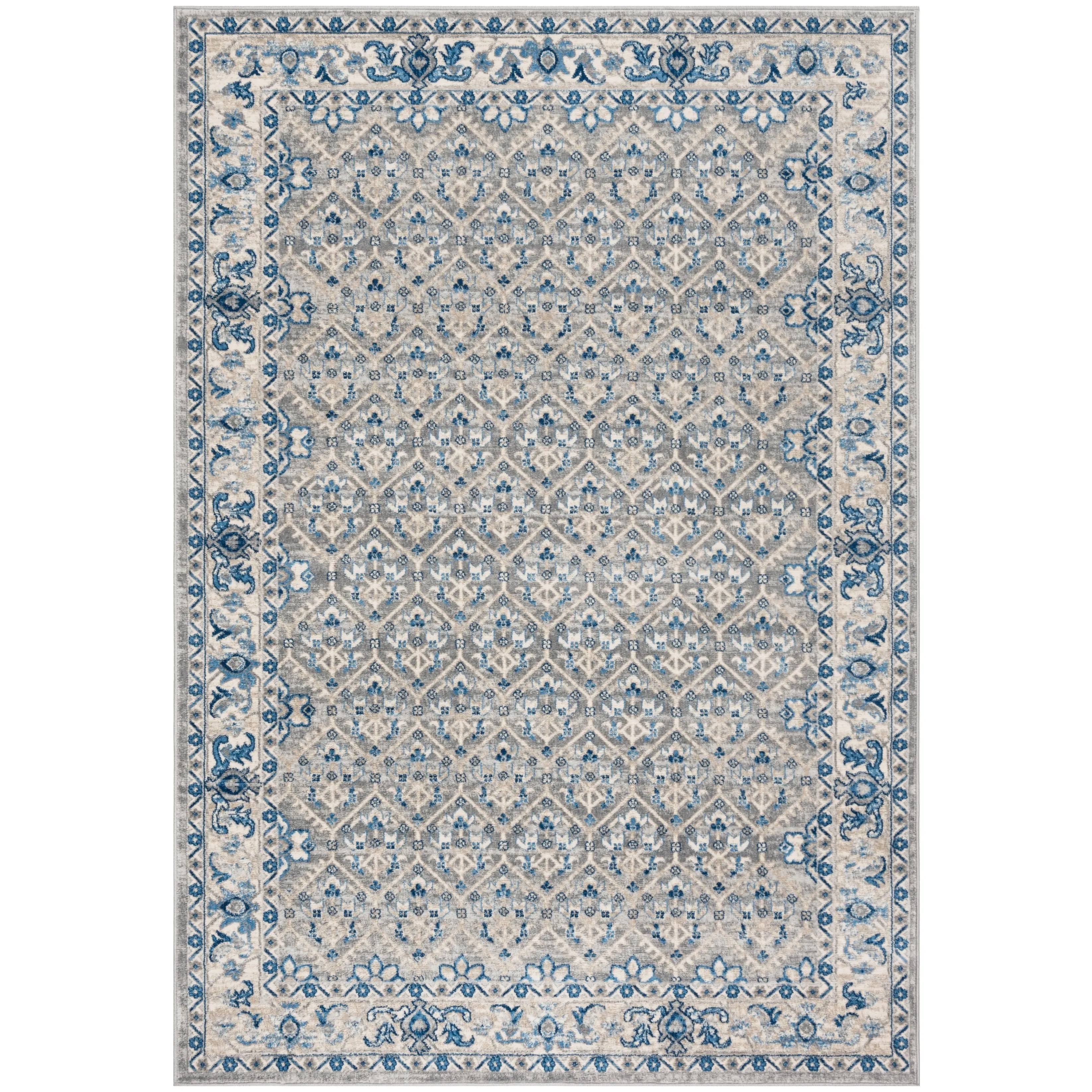 SAFAVIEH Brentwood Dile Oriental Damask Trellis Rug - Light Grey/Blue - 10' x 13'