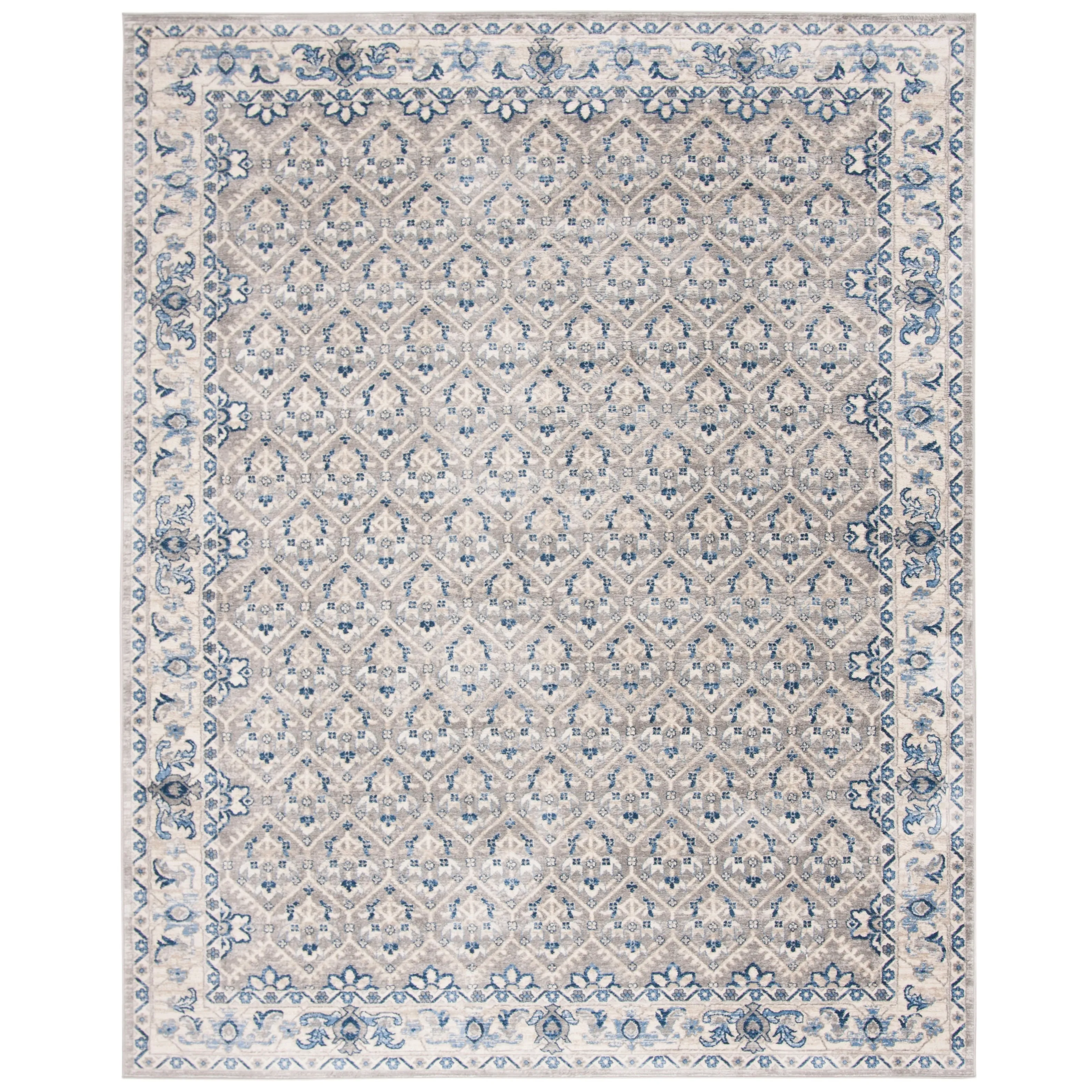 SAFAVIEH Brentwood Dile Oriental Damask Trellis Rug - Light Grey/Blue - 10' x 13'