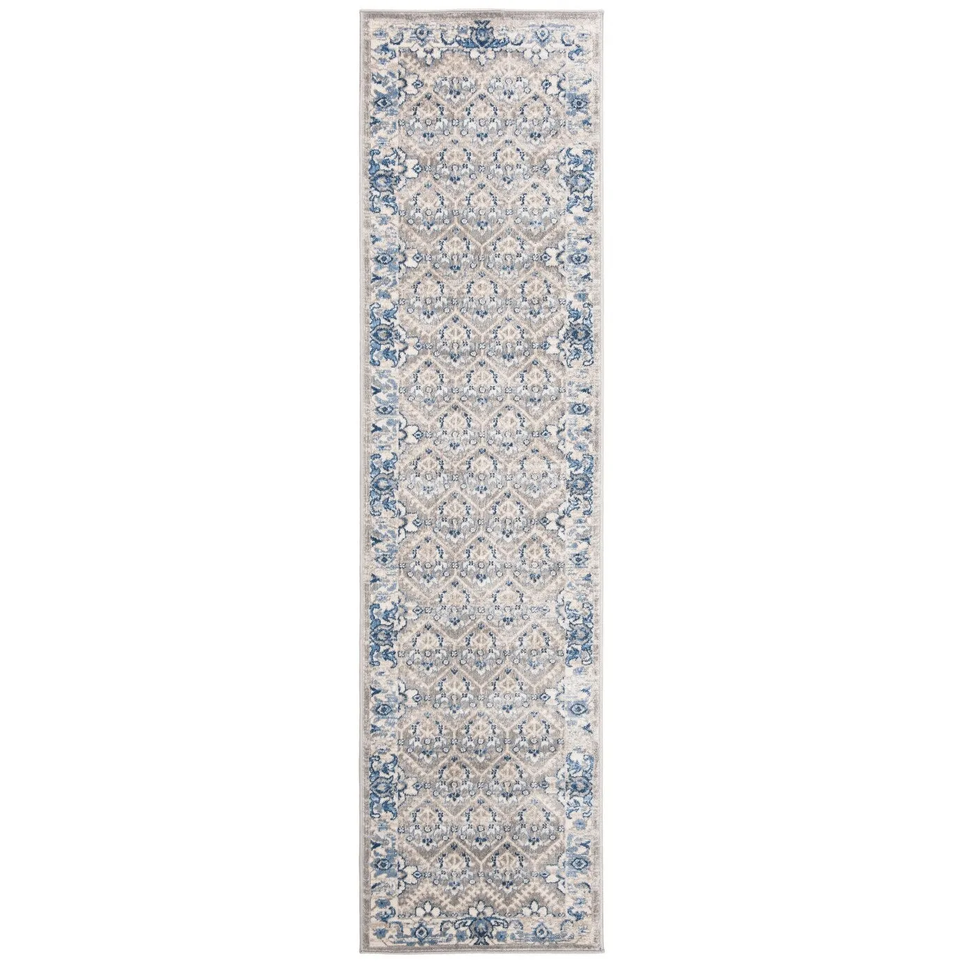 SAFAVIEH Brentwood Dile Oriental Damask Trellis Rug - Light Grey/Blue - 2' x 12'