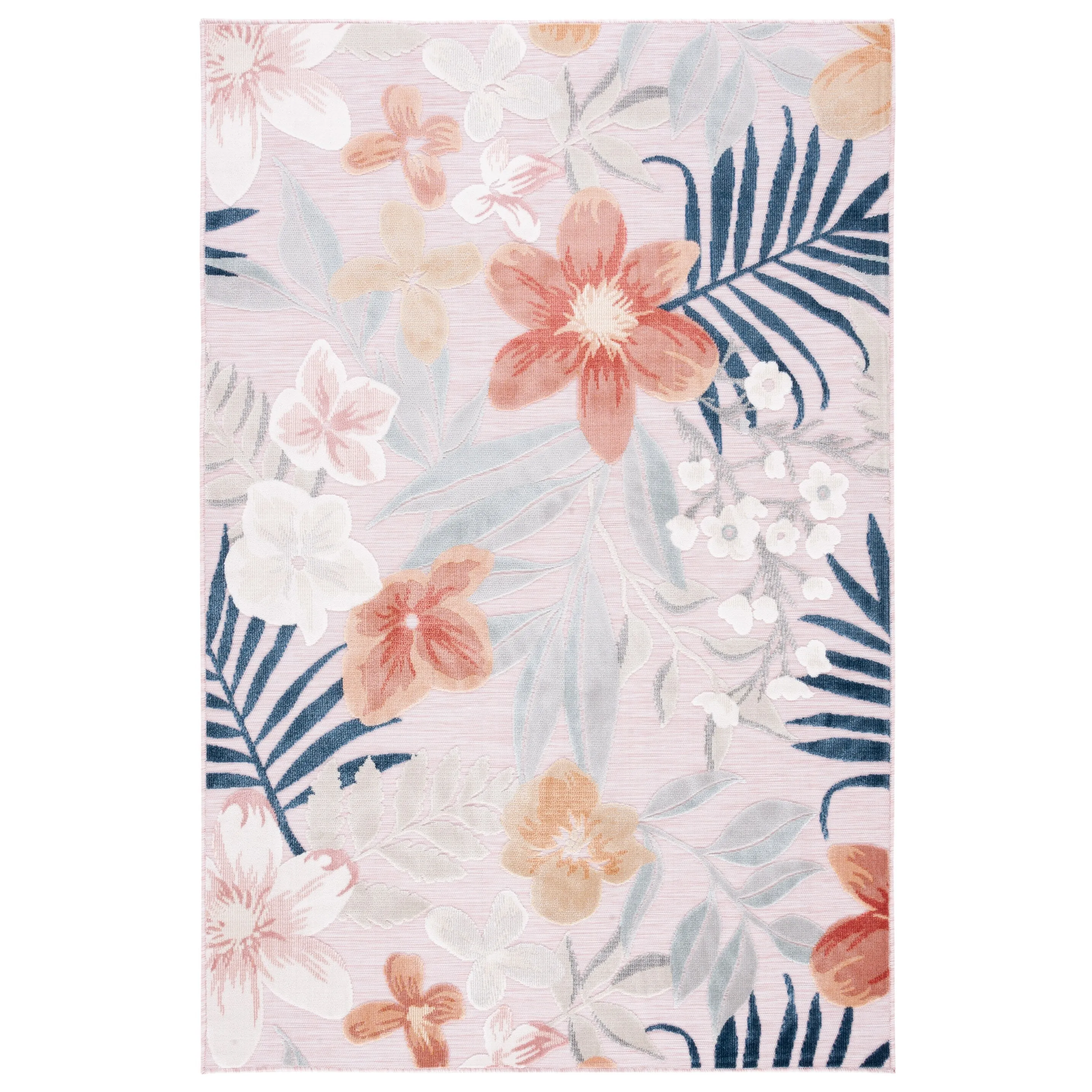 SAFAVIEH Cabana Tamayo Indoor/ Outdoor Waterproof Transitional Rug - Pink/Grey - 5'1 x 7'6