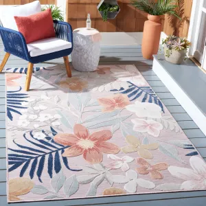 SAFAVIEH Cabana Tamayo Indoor/ Outdoor Waterproof Transitional Rug - Pink/Grey - 5'1 x 7'6