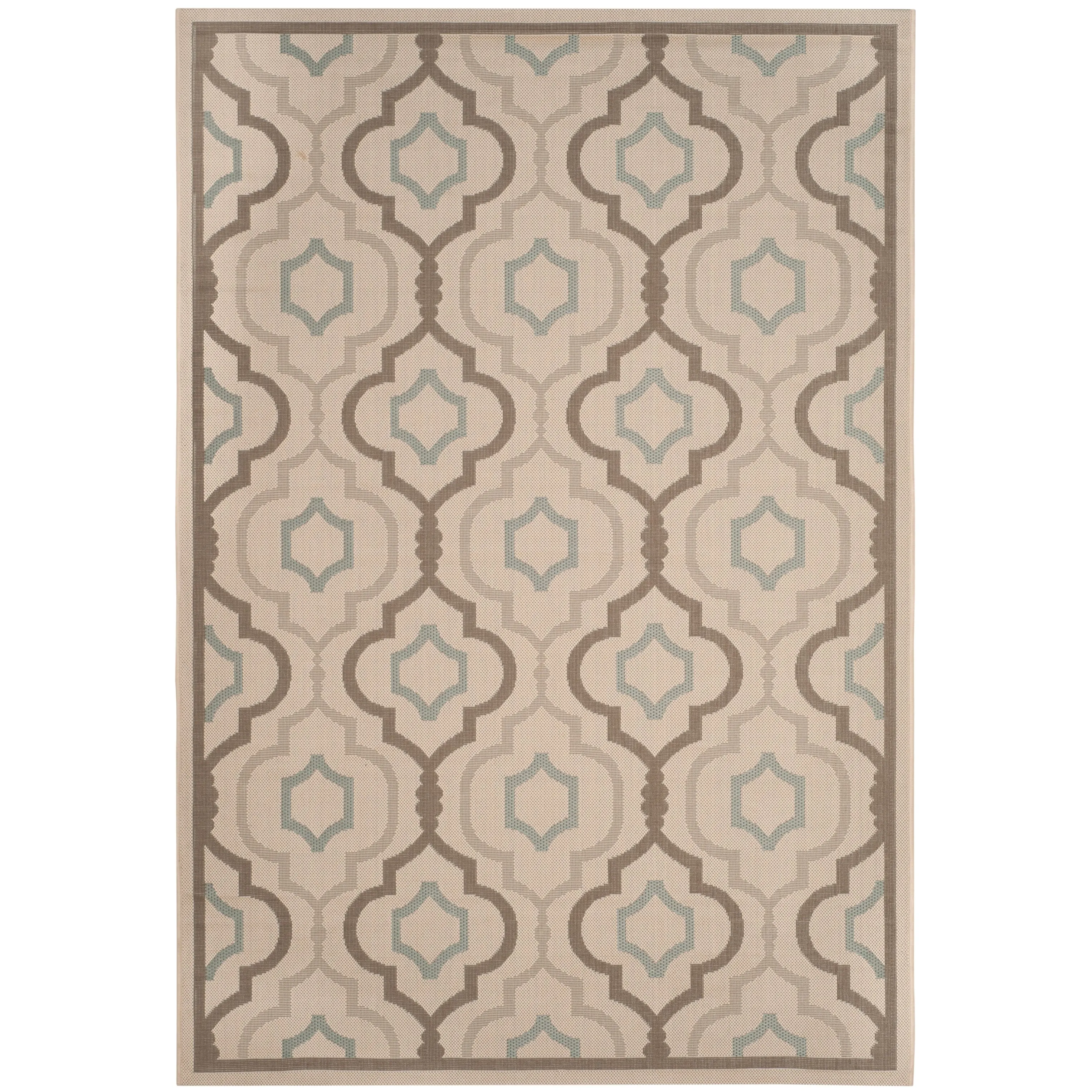 SAFAVIEH Courtyard Annmarie Indoor/ Outdoor Waterproof Patio Backyard Rug - Beige/Dark Beige - 5'3 x 7'7
