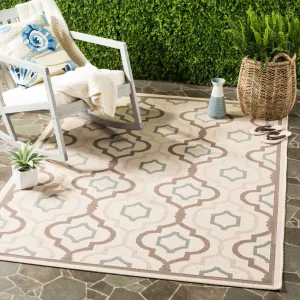 SAFAVIEH Courtyard Annmarie Indoor/ Outdoor Waterproof Patio Backyard Rug - Beige/Dark Beige - 5'3 x 7'7