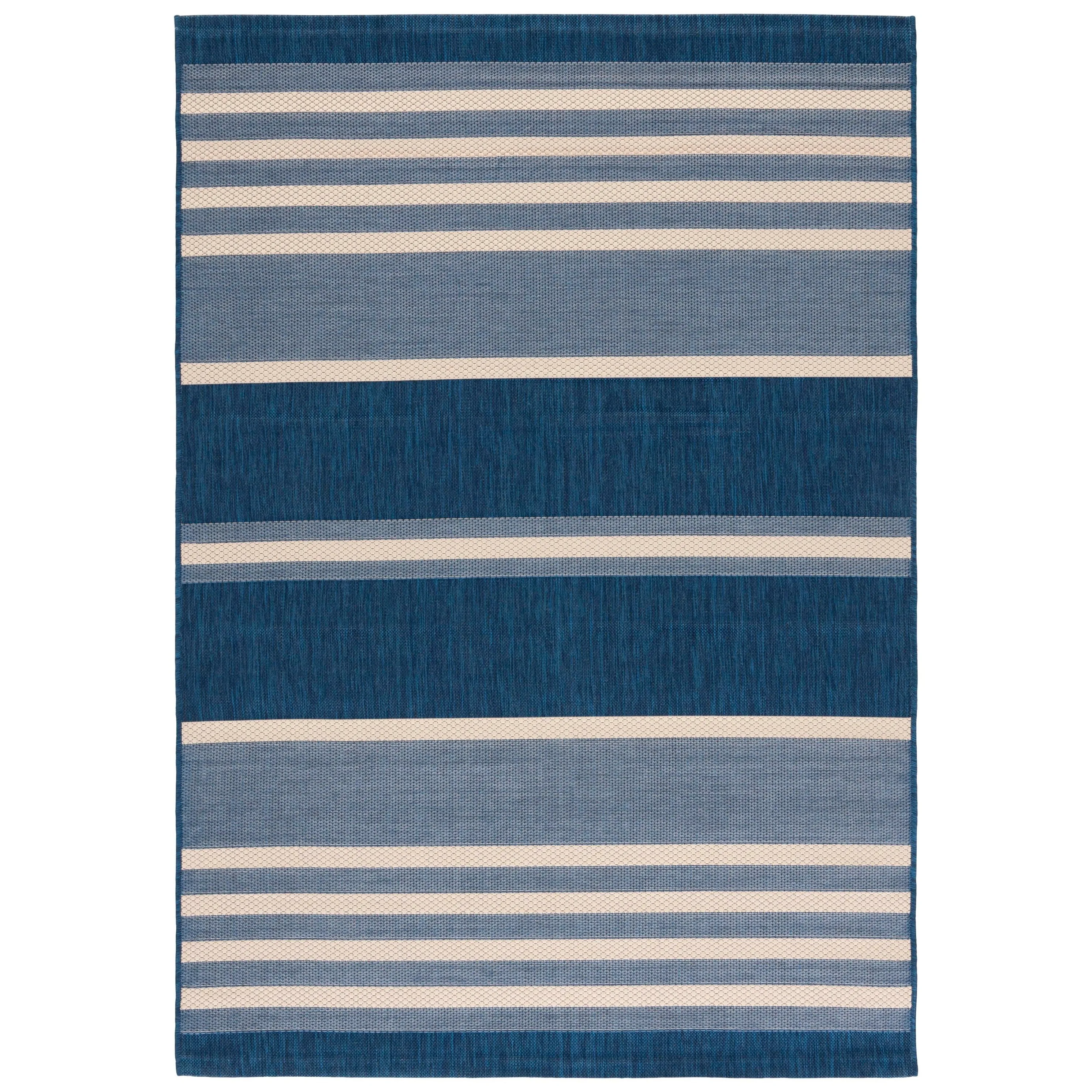 SAFAVIEH Courtyard Babet Transitional Rug - Navy Blue/Beige - 5'1 x 7'6