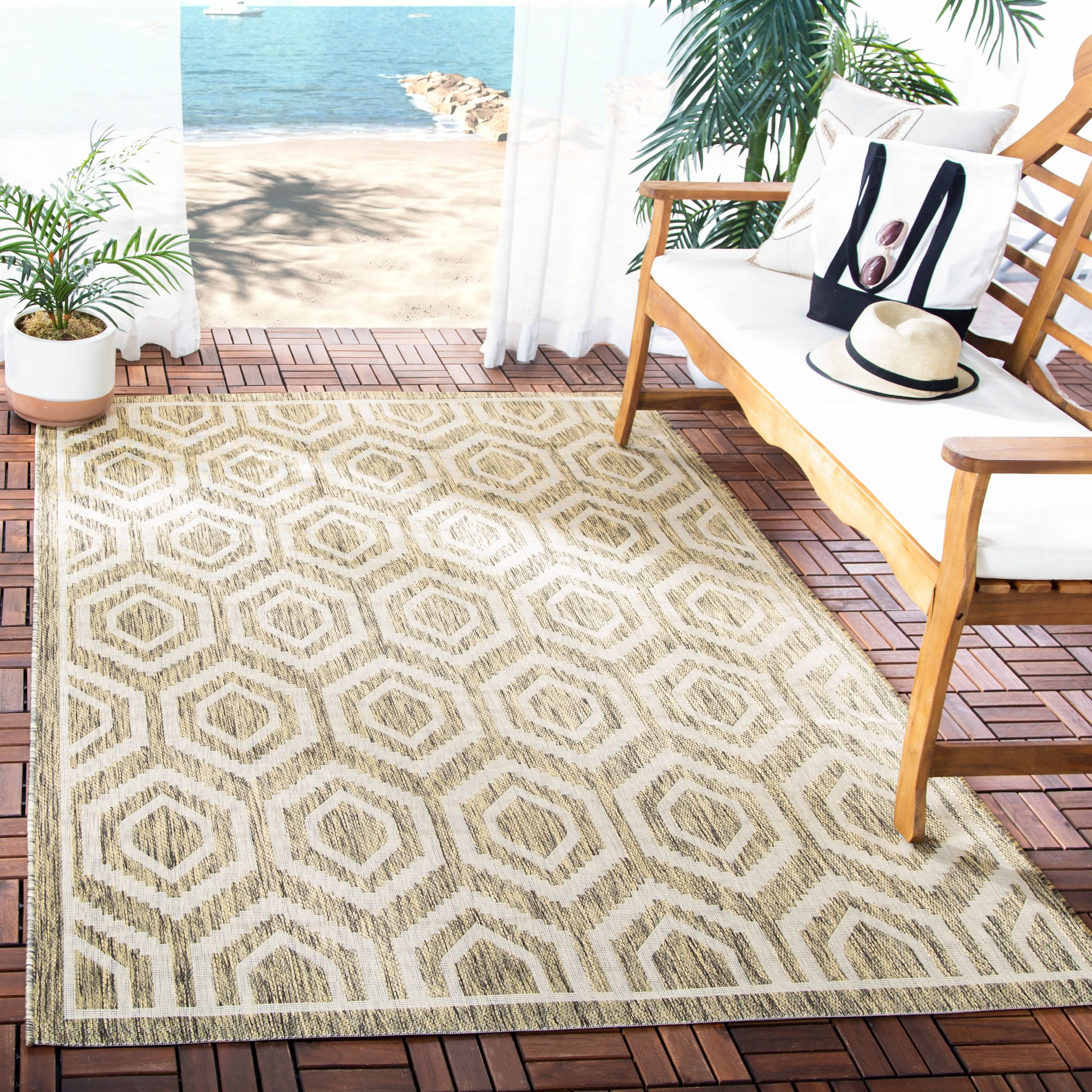 SAFAVIEH Courtyard Carolee Indoor/ Outdoor Patio Backyard Rug