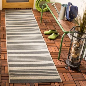 SAFAVIEH Courtyard Charmaine Indoor/ Outdoor Waterproof Area Rug - Grey/Bone - 2'3 x 12' Runner